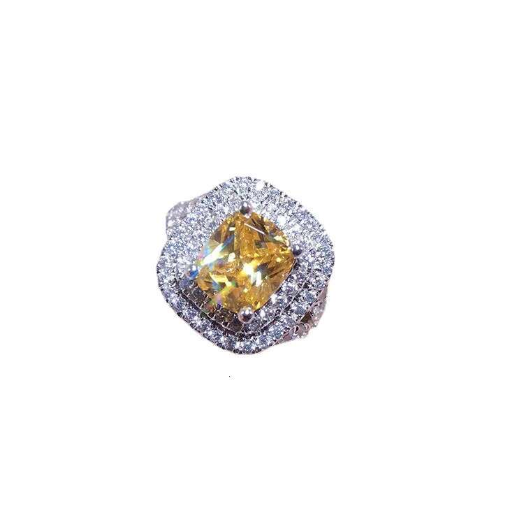 925 Silver Double-layer Micro-inlaidy Womens Colorful Ring18K Gold Mosanite Ring