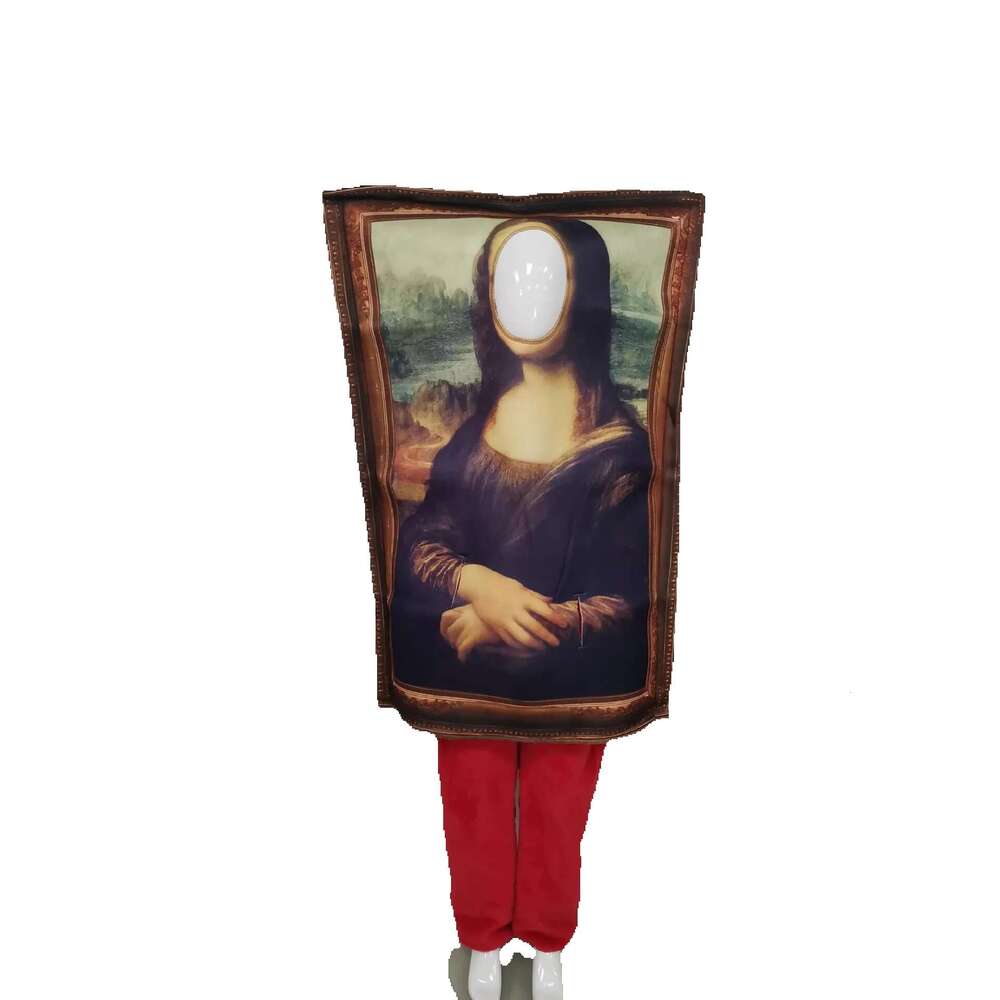 Christmas Halloween Party Fun Spoof Mona Lisa Poop Costume Parent-Child Dress Up Performance Jumpsuit
