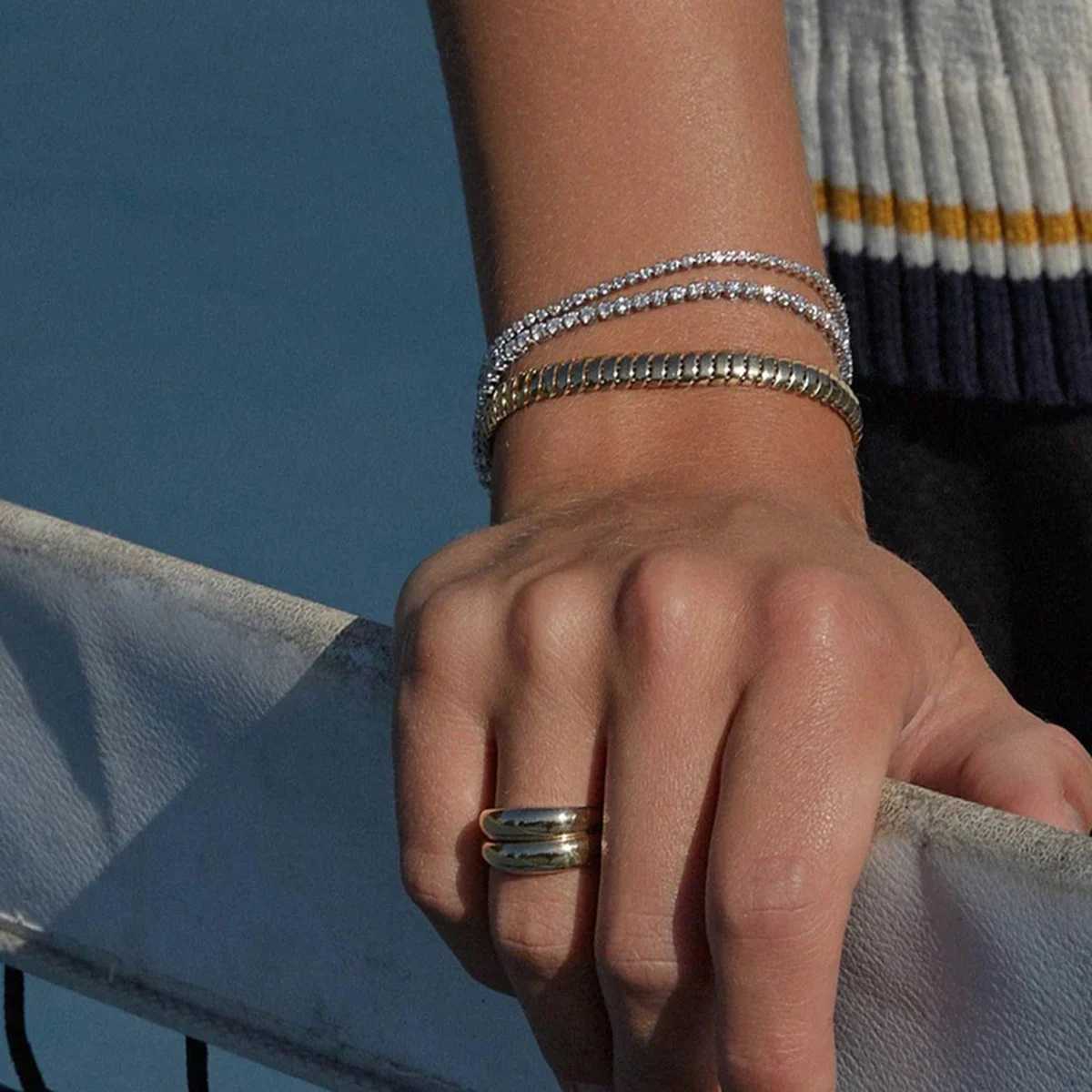 Uworld Minimalist 18K Gold Color Tennis Bracelet Cubic Zirconia Tennis Bracelet Dainty Bracelet Gift for HerT251110