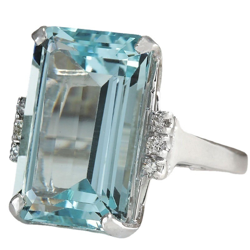 Fashion Ring Huajie Wish Hot-selling New Jewelry European And American Fashion Luxury Designer Ring Topaz Sapphire Engagement Ring Manufacturer Wholes