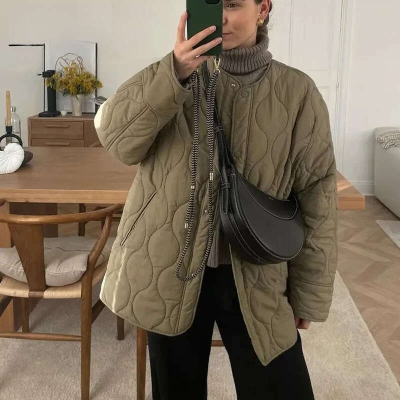 Quilted Parkas Long Sleeve Padded Coat Warm Winter Woman Coats Casual Demi-Season Jacket For Women