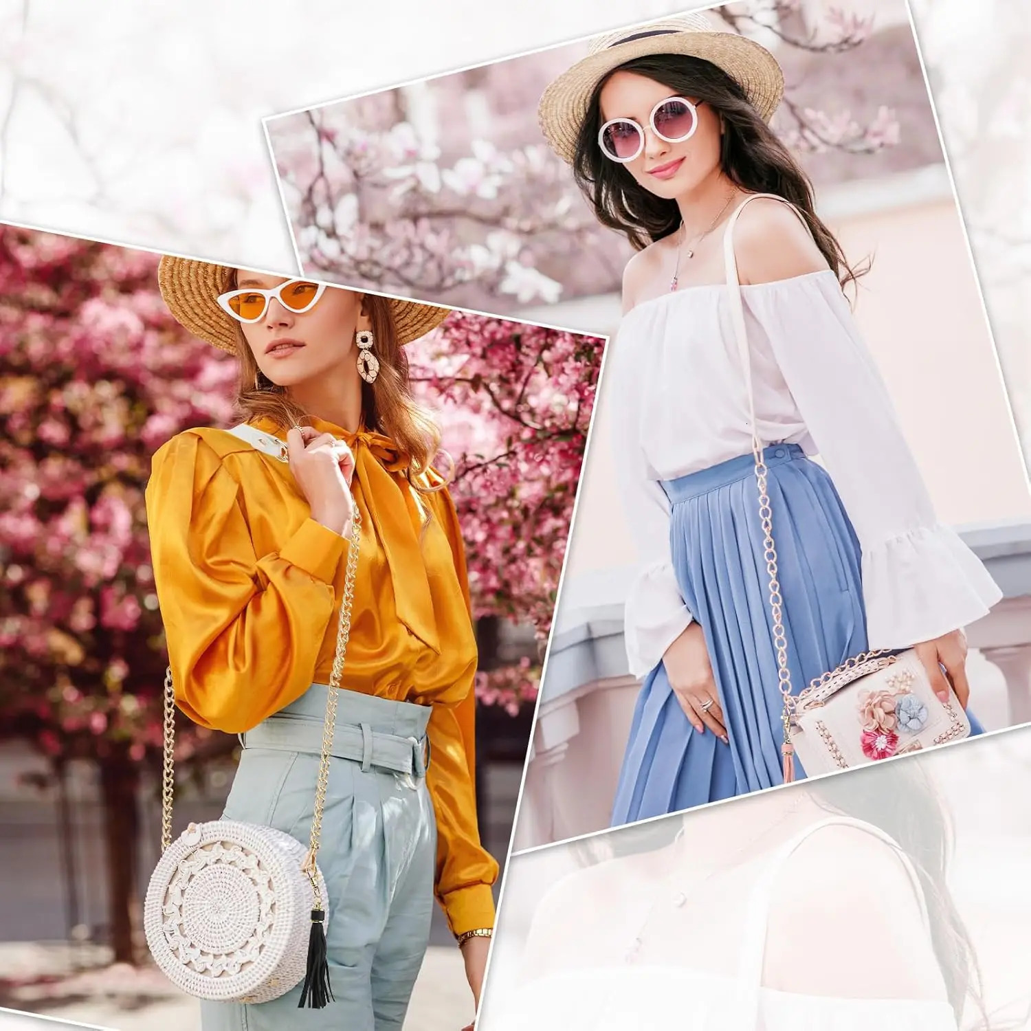 1Pcs 115cm Replacement Shoulder Strap Crossbody Bag Belt Fashion PU Leather Handle with Metal Chains Bag Replacement Accessories 251110