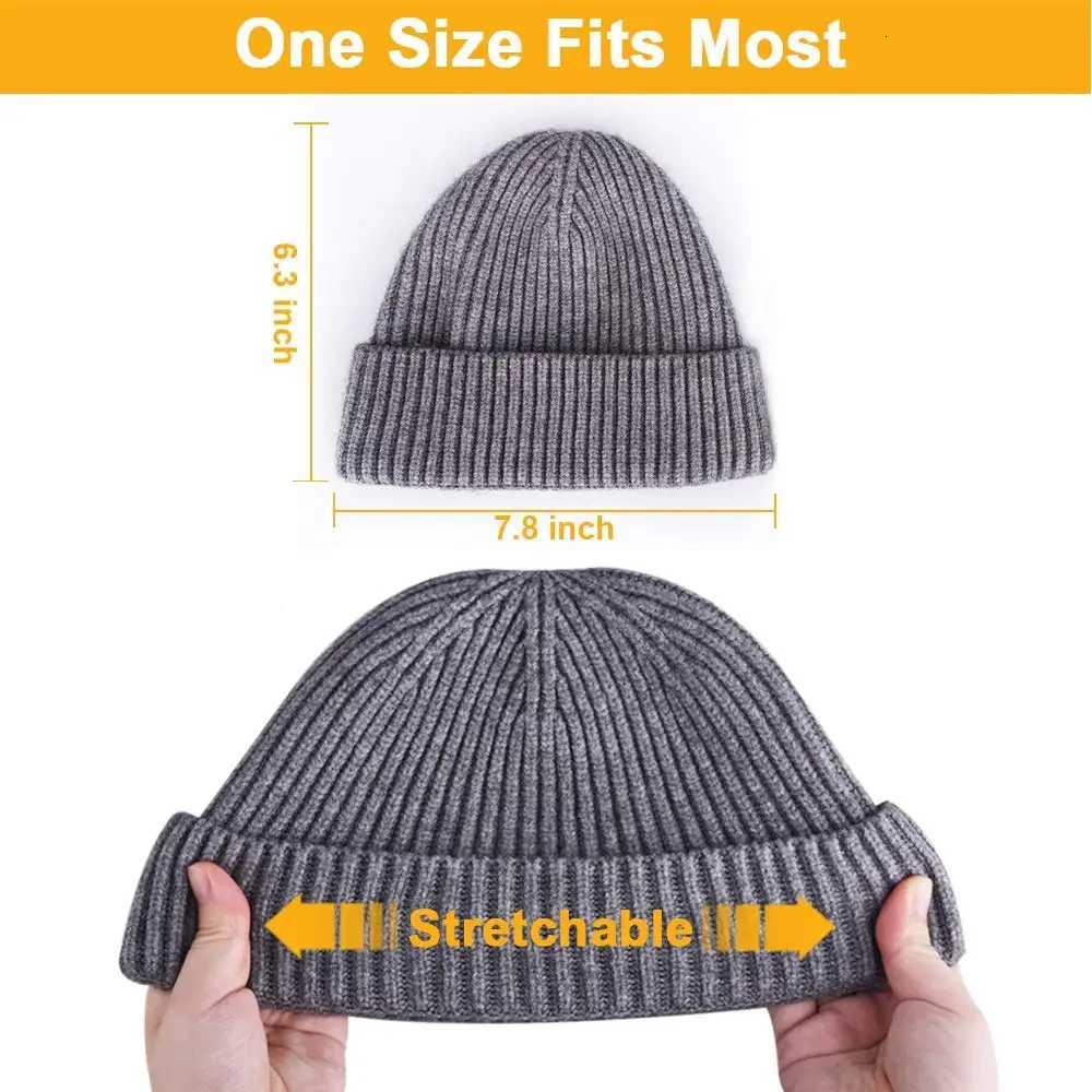 Winter Warm Unisex Wool Beanies Caps Fisherman Hat for Men Short Knit Watch Cap Cuffed Trawler Hats Hip Hop BonnetXJ251110