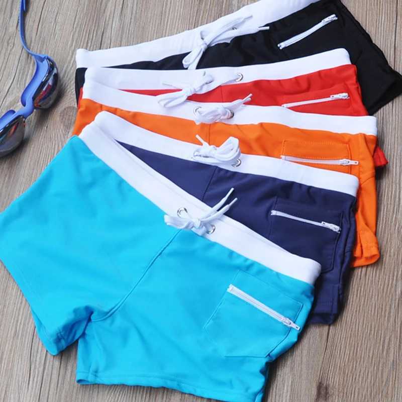 Mens swimming suitcase with zippered pockets summer swimming shorts lining quick drying breathable swimsuit X250410