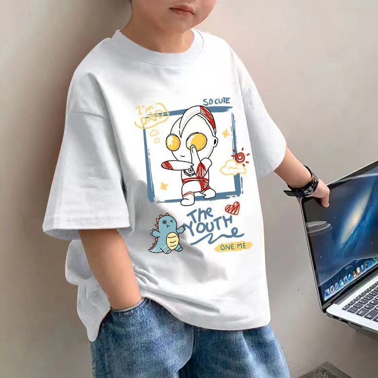 Ddmyshoesvip Pure Cotton Boys Short T Shirt Clothing New Style Handsome Top Half Sleeved Mid Size Children S Summer Fashion Trend