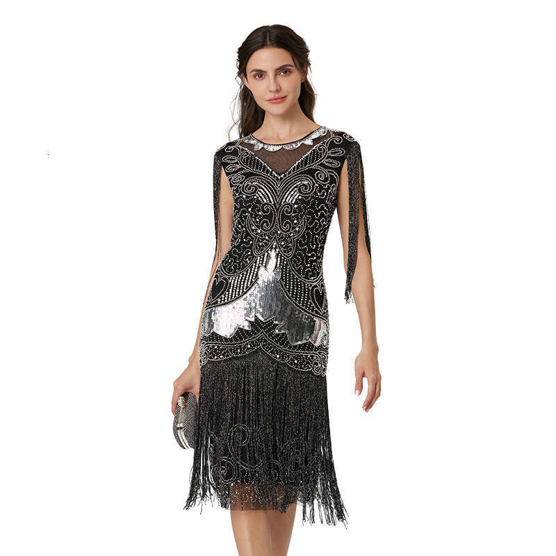 Sequin Fashion Slim Fit Hot-Selling Retro Sleeveless Tassel Latin Dance Night club maxi dress SEXY DRESSES FOR WOMEN