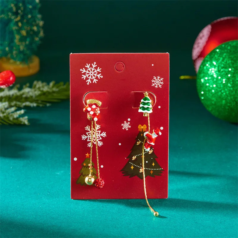 Santa Claus Long Tassel Dangle Earrings for Women Christmas Tree Snowflake Asymmetric Long Earring Year Fashion Jewelry 251031