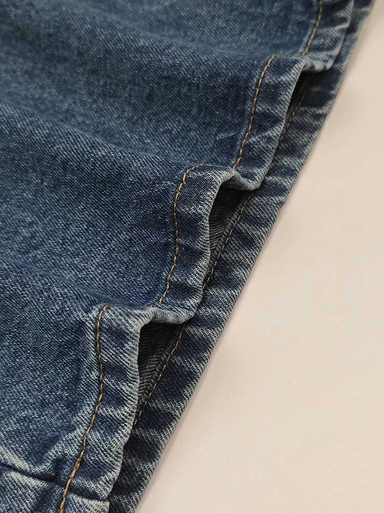 Autumn High Waisted Loose Womens Jean Pants Casual with Buttoned Split - Joint Fashionable Bottoms For Outdoor Travel C251110