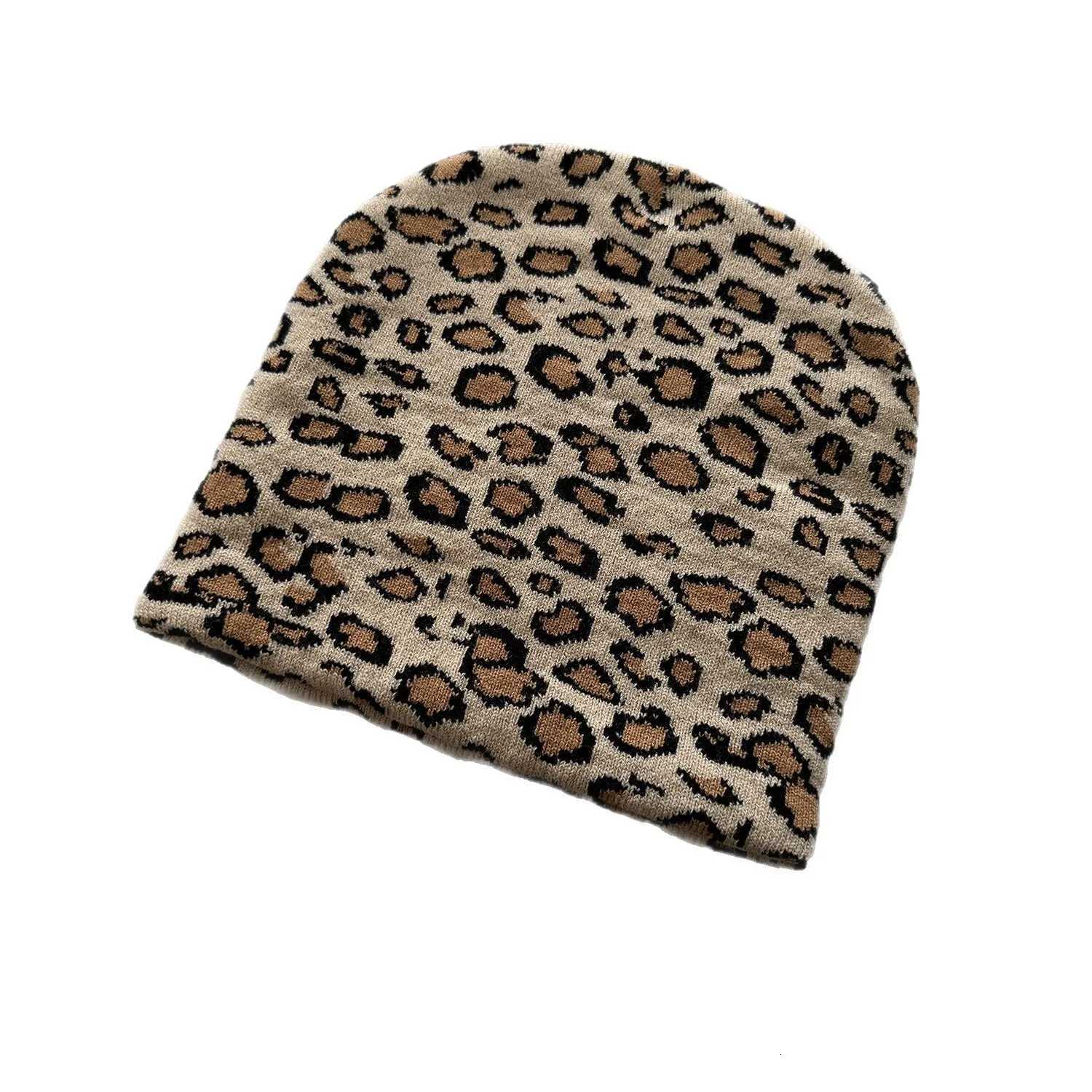 Leopard Jacquard Roll Brim Knit Beanie - Trendy Streetwear Unisex Couple Winter Hat for Fall Cold WeatherXJ251110