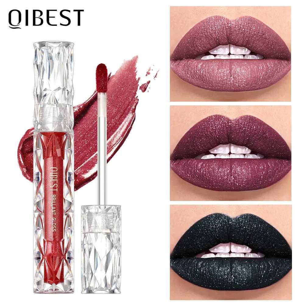 QIBEST Diamond Liquid Lipstick Moisturizing Lasting Purple Sparkling Waterproof Lip Gloss Matte Glitter Lipstick Korean MakeupT251110