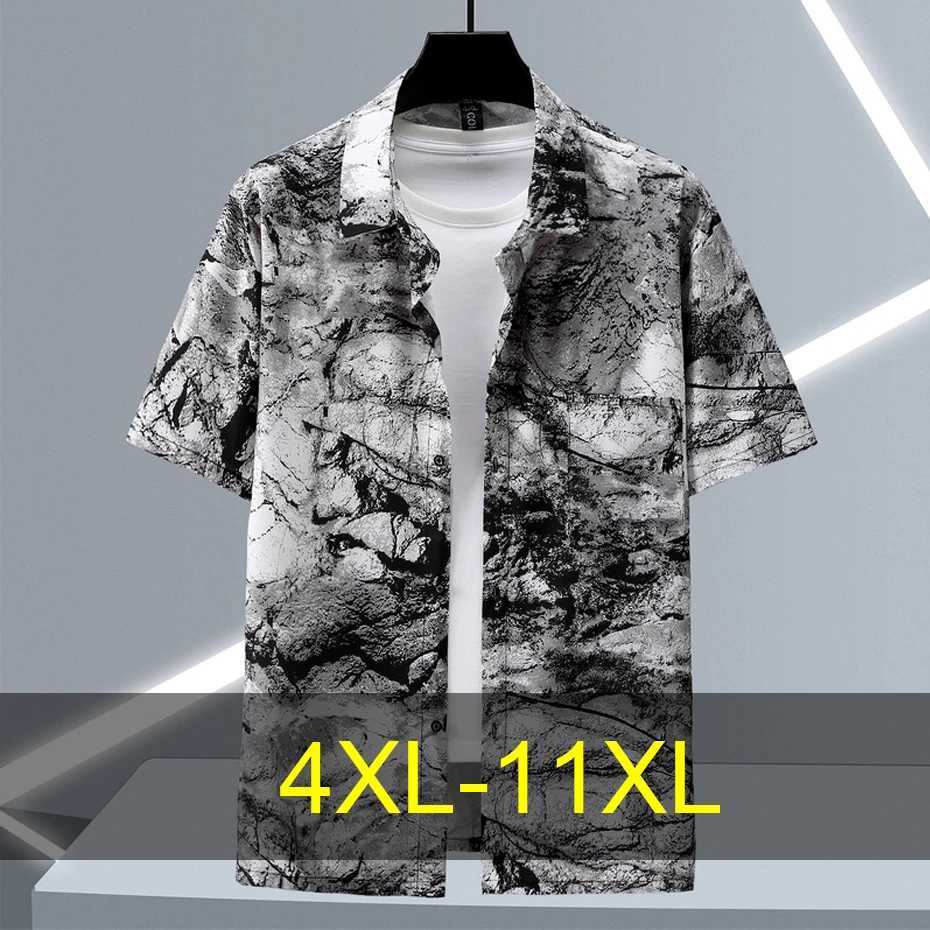 10XL11XL plus size mens summer tie dyed shirt fashionable casual Hawaiian beach shirt mens summer top plus size 10XL X250410