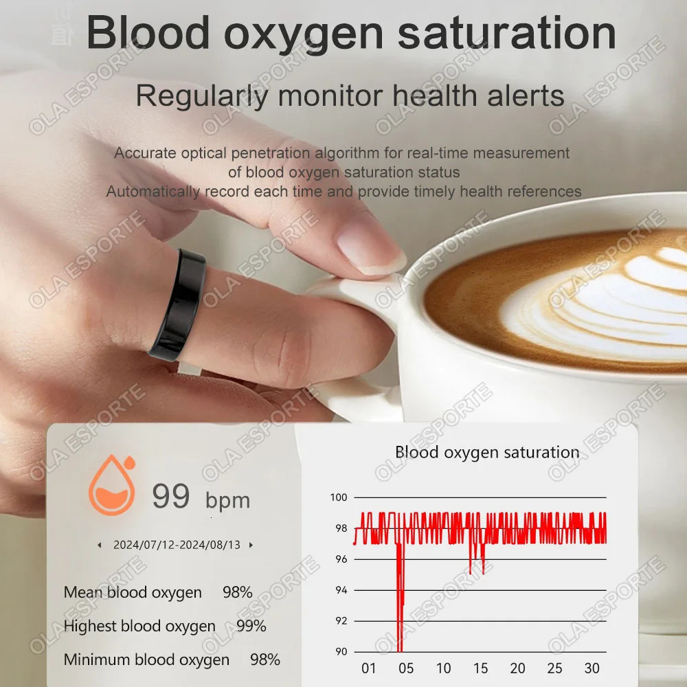 Suitable for Xiaomi smart rings men and women temperature heart rate blood oxygen monitors IP67 3ATM waterproof multi sport mode 250410