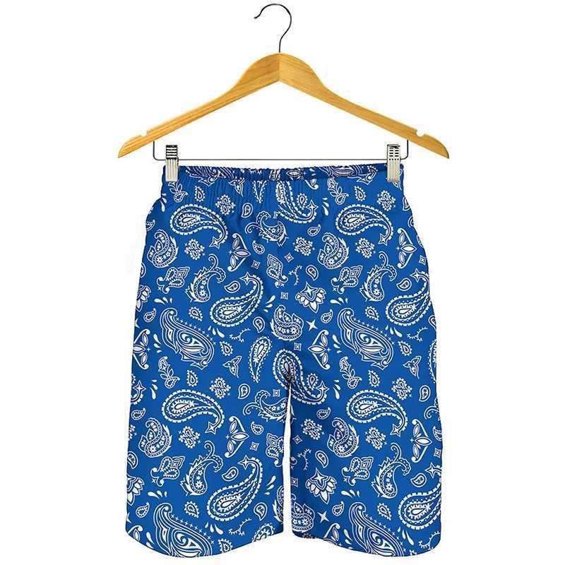3D printed black Paisley Bandana pattern mens fast drying ultra wide beach shorts mens swimming shorts X250410