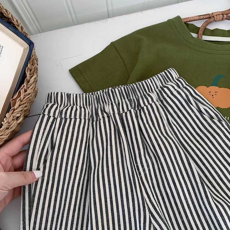 2024 Summer Childrens Sports Shorts Boys and Girls Striped Shorts Loose Children Trouser Fashion Childrens Casual Shorts Baby Clothing Z250410