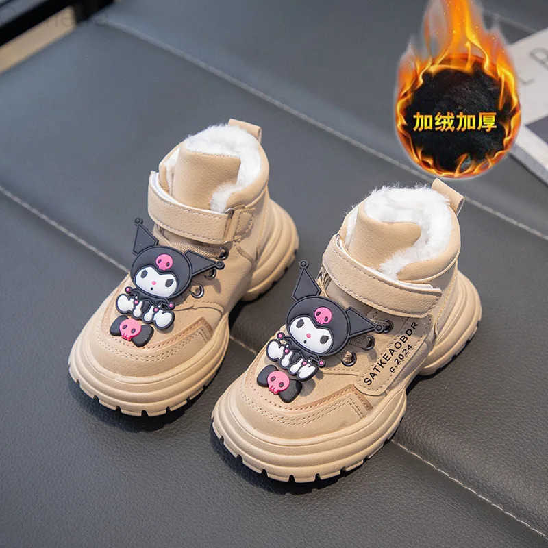 Sanrio Hot Girl Kuromi Kawaii Fashion Comfortable Cotton Shoes Student Winter Thick Sole Cartoon Child Waterproof Snow Boots New H251110