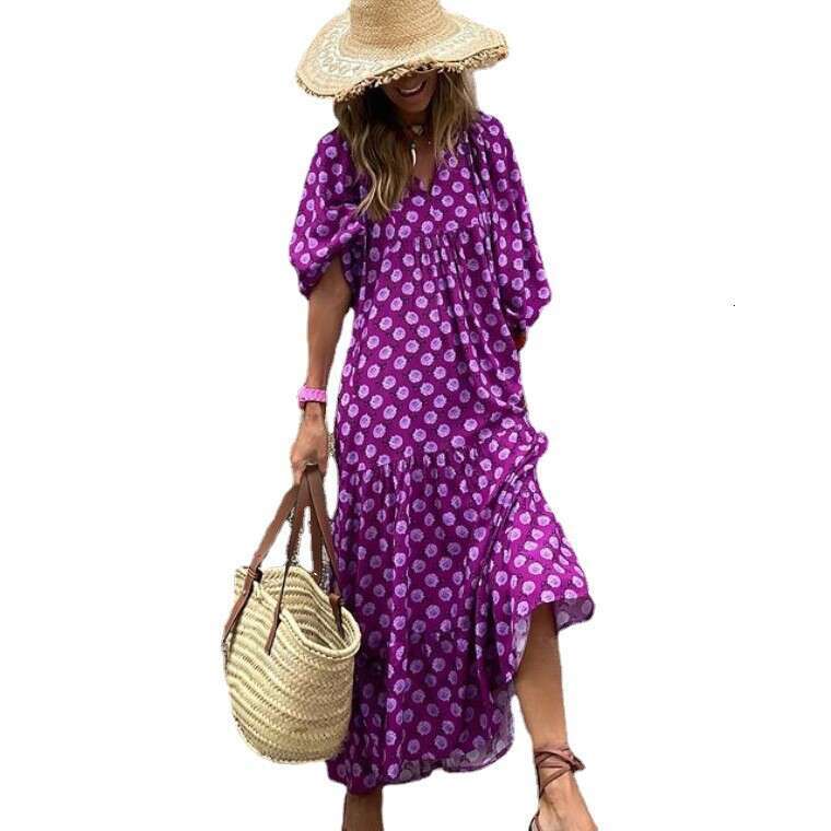 Autumn New Independent Station Hot-Selling Geometric Patchwork Puff Sleeve Dress Street Style Plus Size Women's Clothing