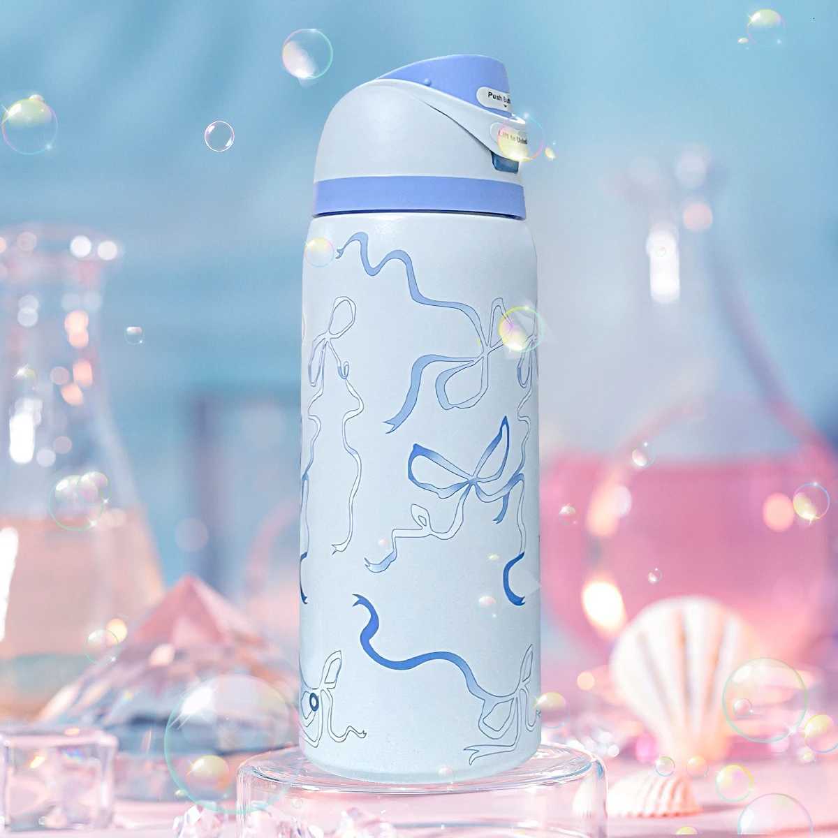 Fashionable cup Owalaa Blue Water bottle 32oz945MLwith strawheat preservation time more than 24 hourscampingworkindoor Y251110