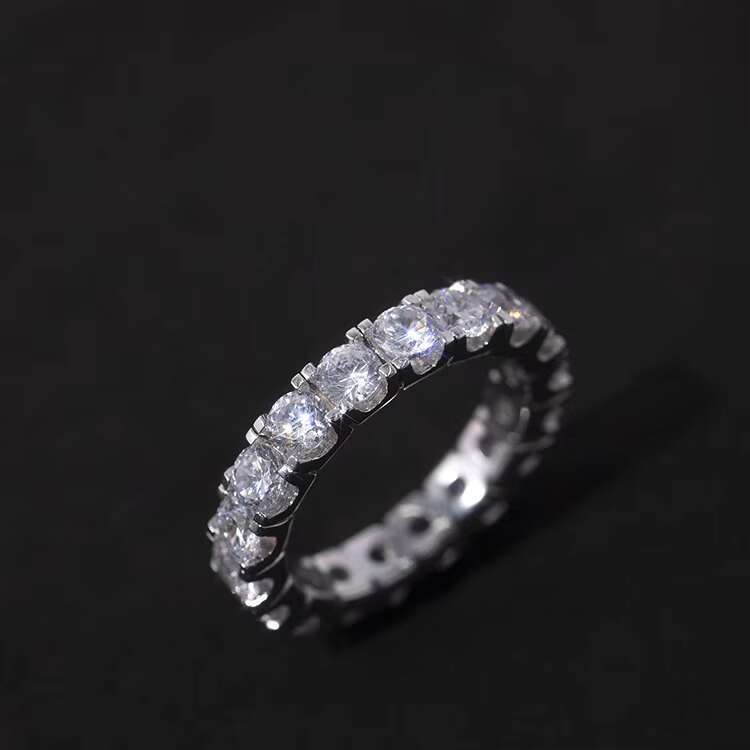 Fashion Jewelry S925/9K/14K/18K Gold Full Circle Diamond Round Moissanite Eternity Hip Hop Band Rings