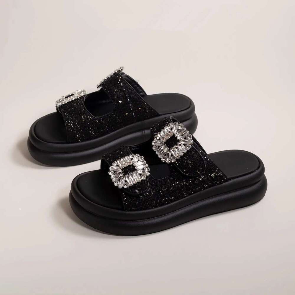 Women's Thick Summer Sole Large Solid Color Slippers Banquet Party Beach Fashion Sandals