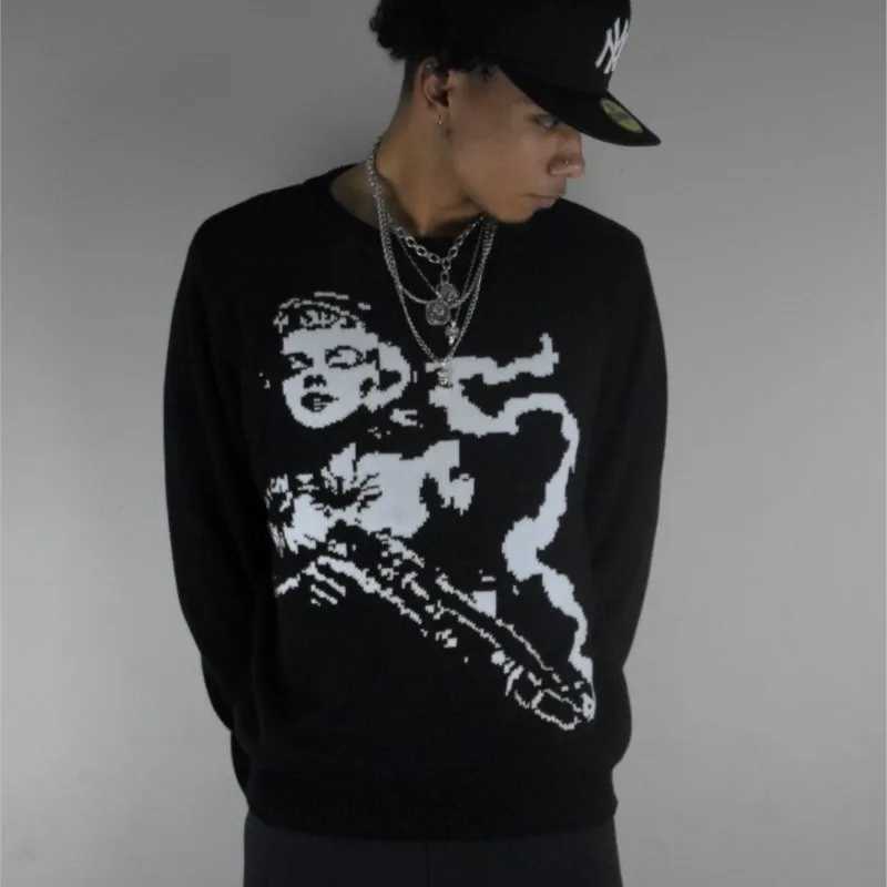 Fashion Winter Streetwear 2022 Gothic Fairy Grunge Kawaii Pattern Printed Cotton Knit Women Pullover Korean Y2K Vintage 2000S Sweater Y251110