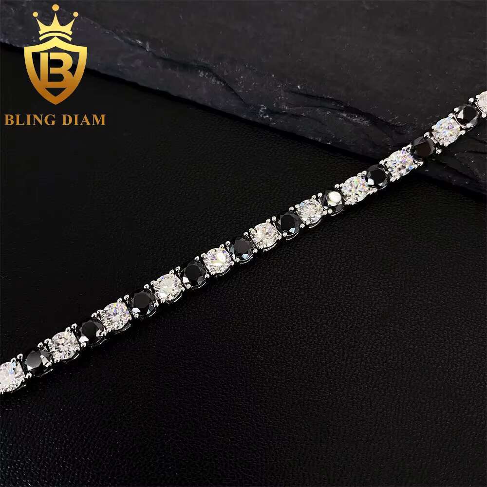 Fashion Bling Rhinestones Jewelry Pass Diamond Tester 4mm 925 Sterling Silver VVS Moissanite Iced Out Bracelet