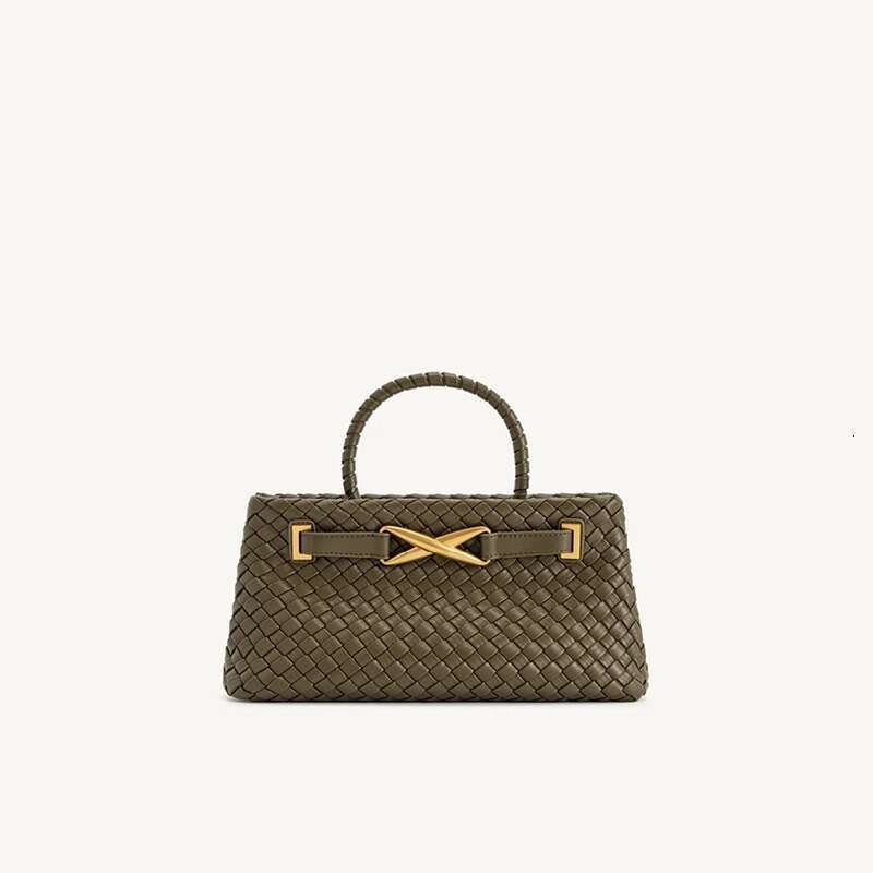 Women Knitted Handheld Handbag With Ic Closure, Golden Tone Hardware White/Black Real Like Texture, Durable Knit Design For, Travel, Shopping