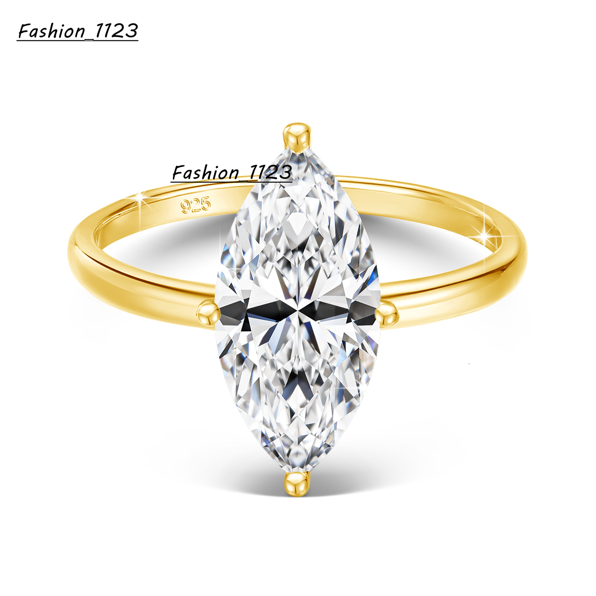 Fine Gemstone 925 Sterling Silver Diamond Engagment Wedding Jewelry Women Marquise Moissanite Ring