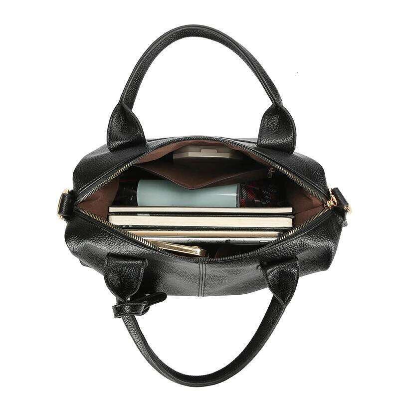 Genuine Brand Soft Leather Shoulder For Women Casual Tote Bag Female Solid Color Purse Simple Design Handbag Commuting Sac