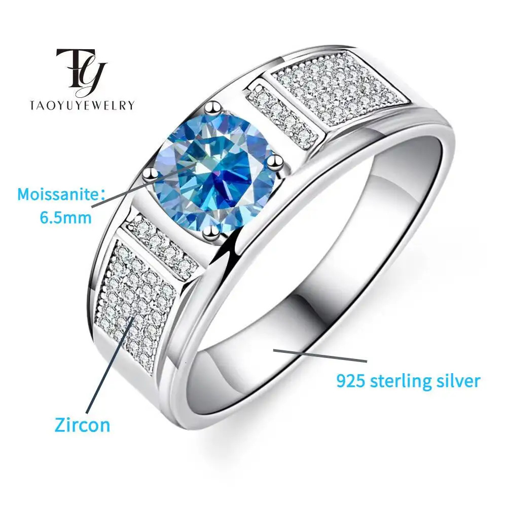 TY Classic Mens 10 Carat Real white Ring 18K White Gold D Color Diamond Engagement Wedding Fine Jewelry Gift 251103