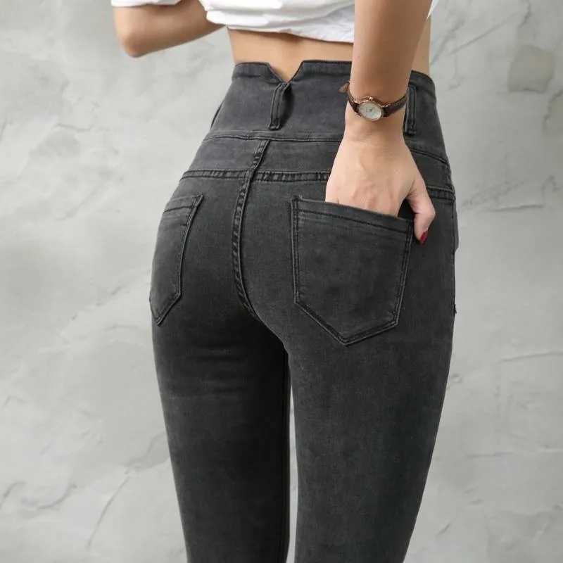 New High Waist Velvet Thick Jeans Female Winter Skinny Stretch Warm Jeans Pants Mom Black Denim Trousers With Fleece Pants P125 C251110