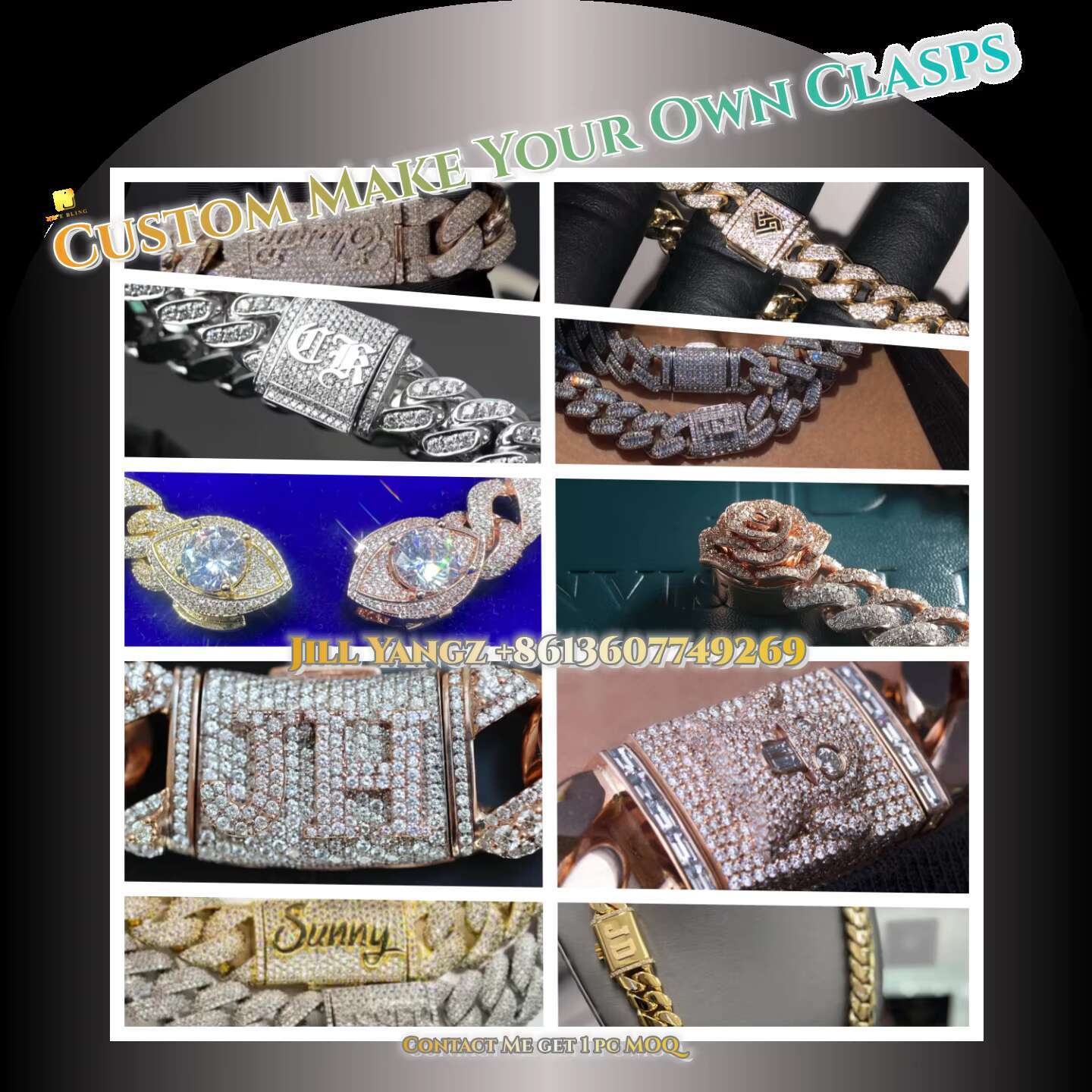 Ready 15mm bracelet, ready hip-hop jewelry, Cuban chain, made of silica