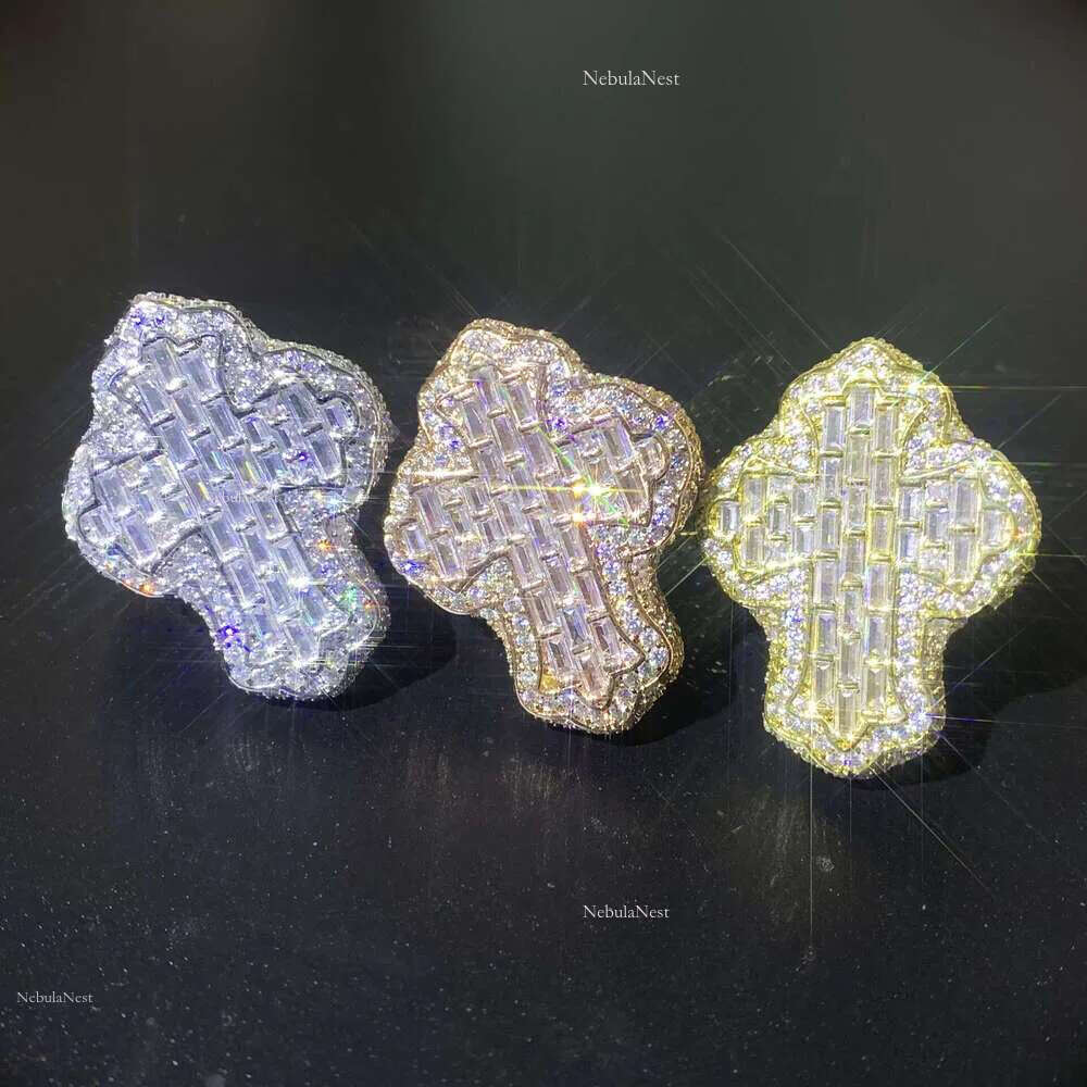 Tingjie's new cross, square sugar, zircon ring, personalized hip-hop trendy couple accessory