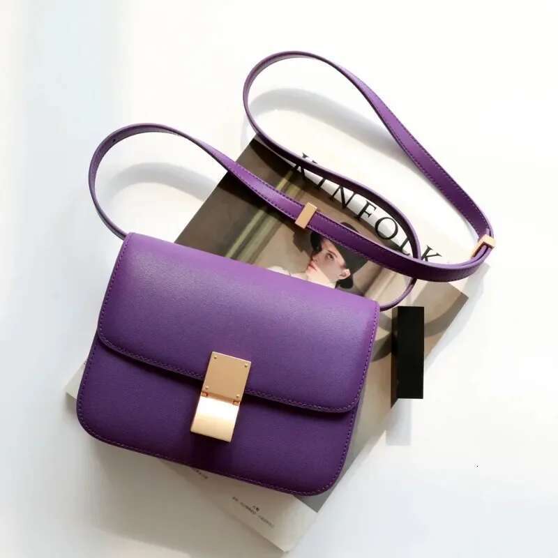 New Tofu Cowhide Shoulder Messenger Portable Small Square Fashion Bag Stewardess Bags For Women 2023