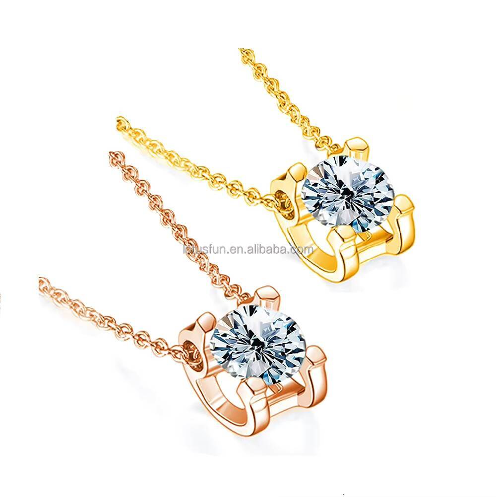 Hot Sale High Quality Brilliant Cut Real 925 Sterling Silver 1 2 Ct Stone Moissanite Necklace for Women Engagement Jewelry