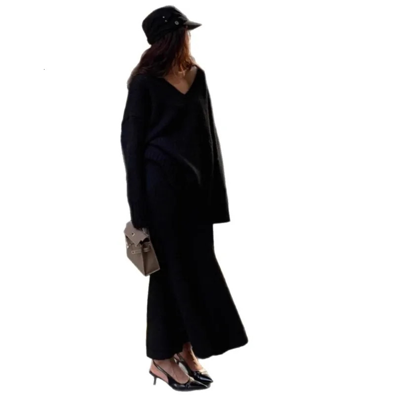 elegant 2 pieces set for woman French Commuting two piece outfit temperament home clothes Solid color Loose Homewear Vneck 251110