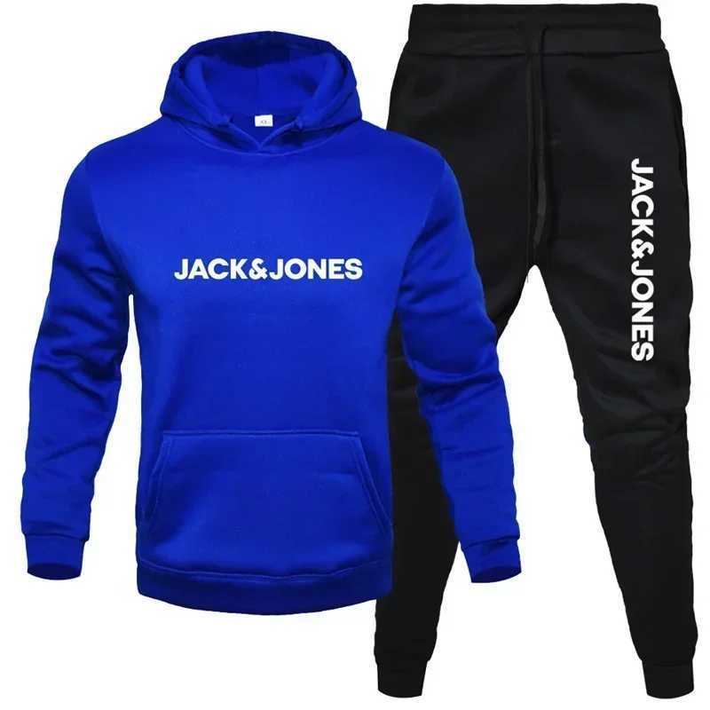 2025 New autumn and winter mens fashion printed casual hooded sweatshirt Casual running and fitness sweatpants set W251110