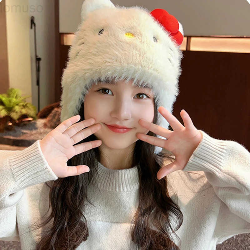 Sanrio Kawaii Winter My Melody ChildrenS Warm Knitted Hat Cartoon Hello Kitty Cinnamoroll Soft Winter Warm Hat Holiday Gift H251110