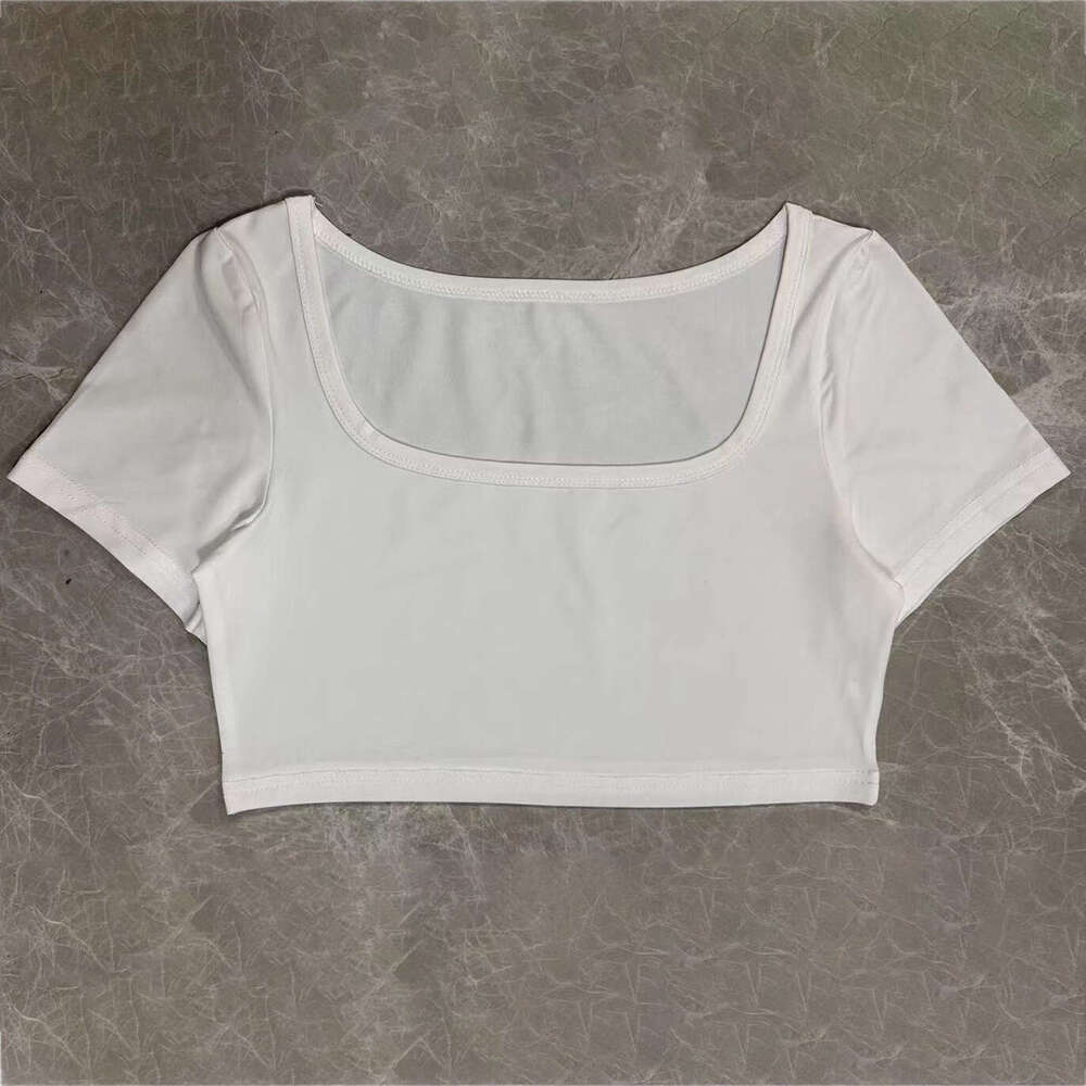 2024 New Cross-Border European and American Women's Fashion Sports Casual Cropped Knitted High Elastic Long Sleeve T-Shirt Top