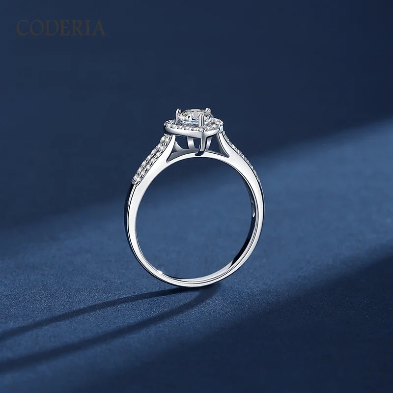 Heart 05 Carat Ring Plated 18K White Gold 925 Silver Wedding Diamond Rings Boutique Jewelry 251103