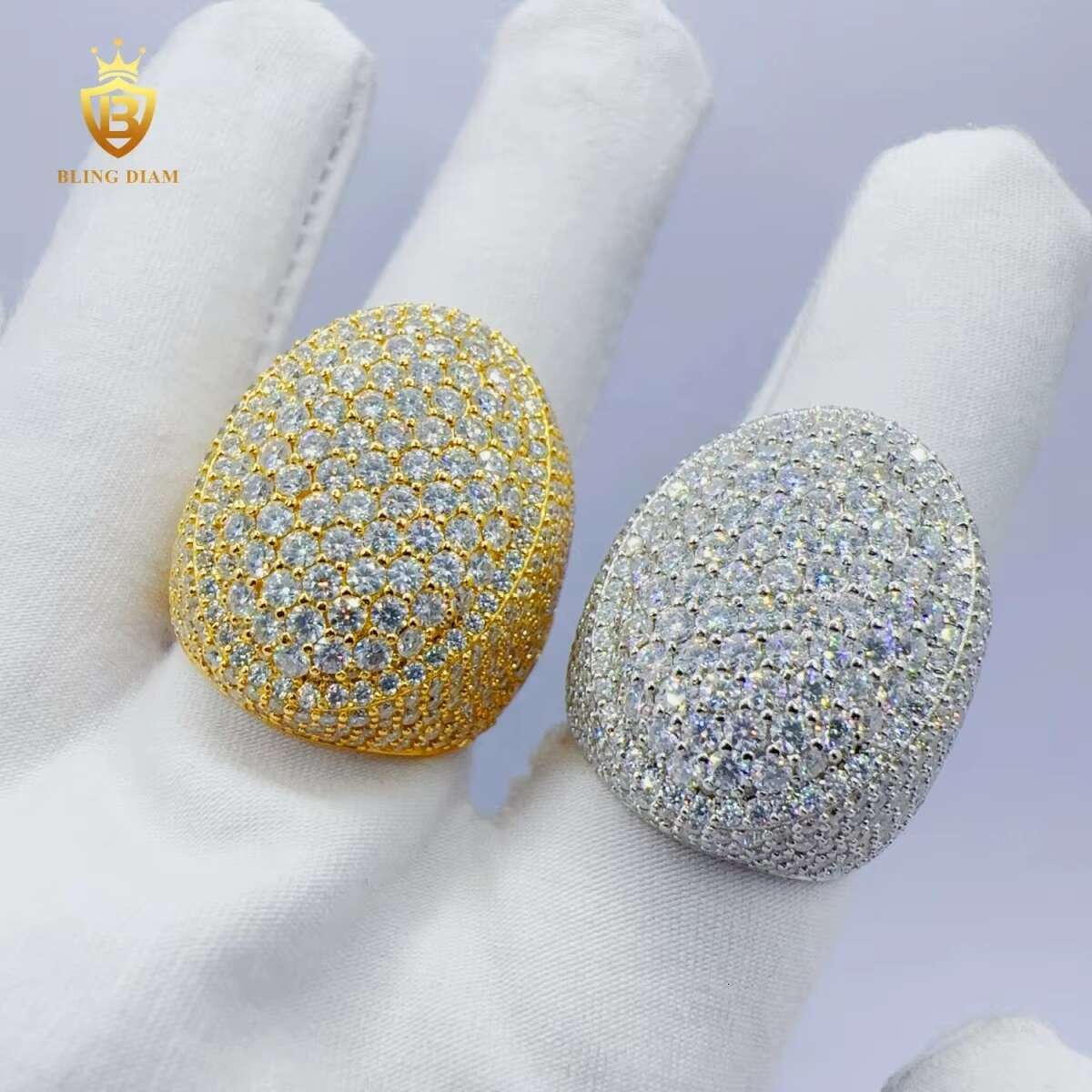 Diamond Tester Iced VVS Moissanite Ring Cool Pinky Man Hip Hop Style White Gold Plated Jewelry for Men