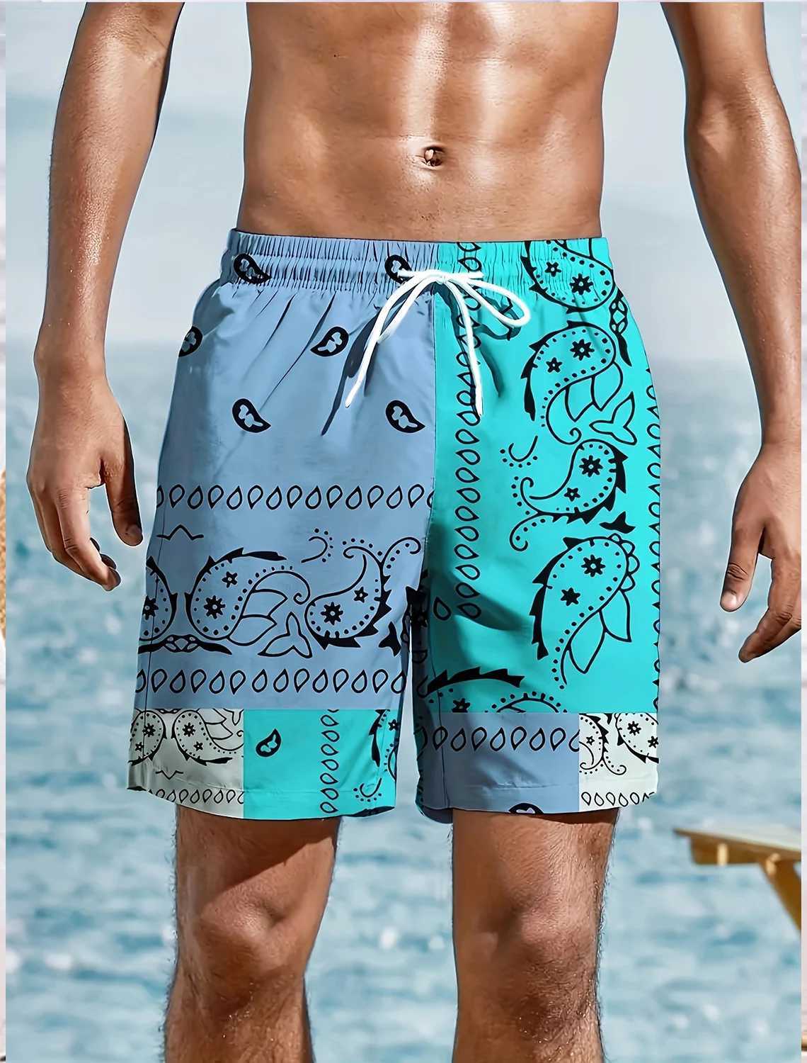 Mens casual shorts breathable quick drying pants Paisley personalized print Hawaiian vacation beach shorts streetwear X250410