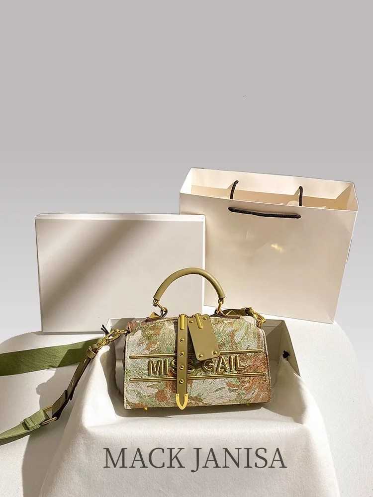 Unique and Luxury Floral Embroidery Printing Boston Handbag for Party Womens Newly Trendy and Portable Shoulder Crossbody Bag K251110