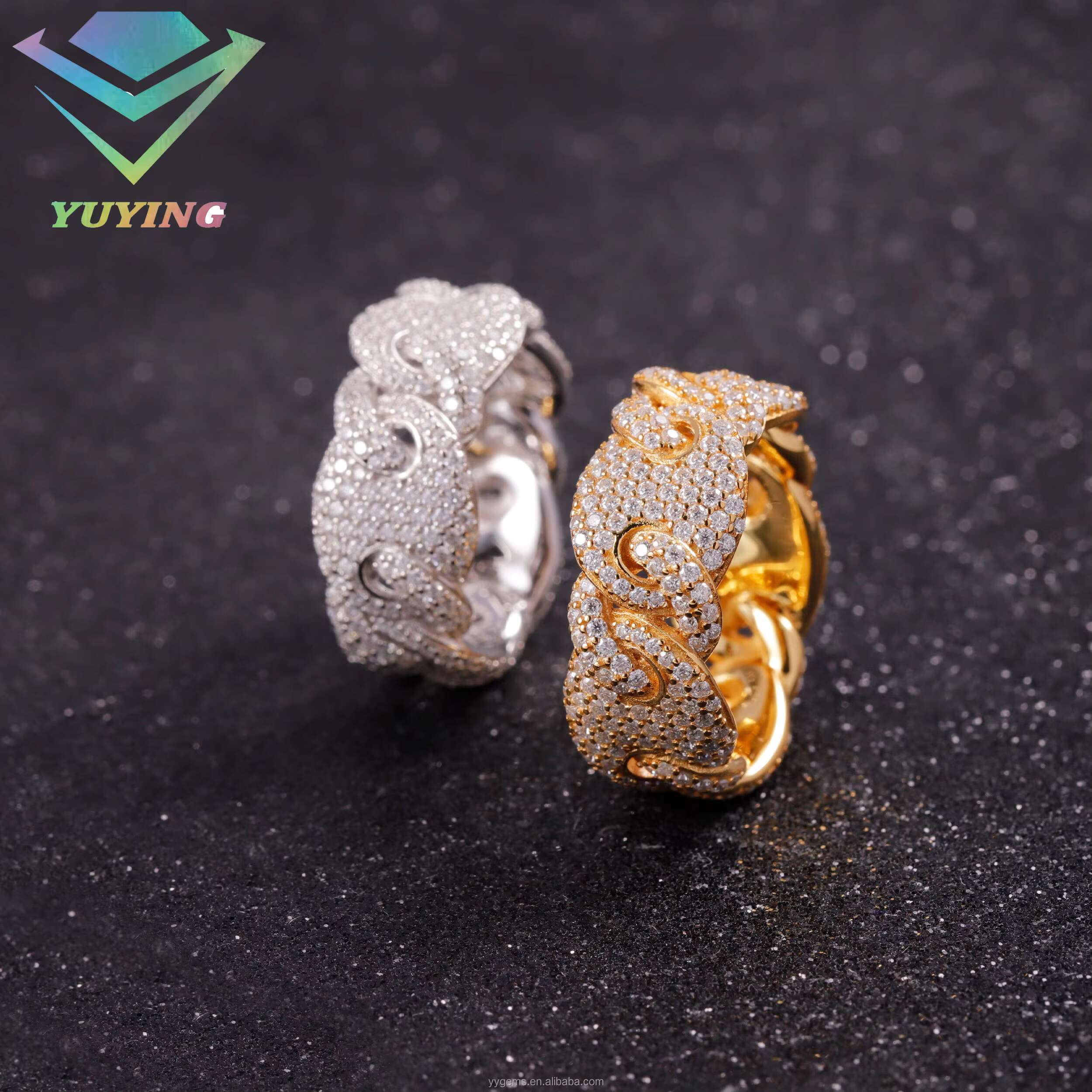 Ready to Ship 925 Sterling Silver Cuban Ring for Men Women Iced Out Moissanite Ring Fashion Jewelry Hip Hop Cuban Ring