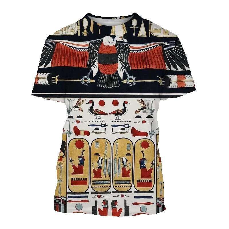 Retro Pharaoh Anubis Pattern Men's Summer Fashion Ancient Egyptian God 3D Printed Bulk Street Clothing T-shirt Top
