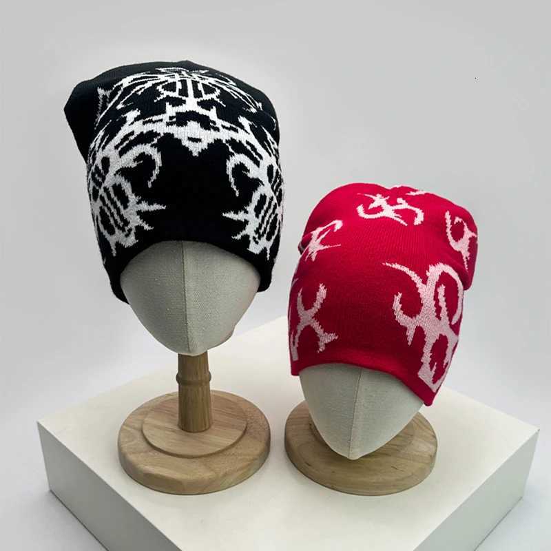 European Style Pattern Wool Knitted Hats Personal Warm Hip Hop Versatile Beanies Autumn and Winter New Street Fashion Niche insXJ251110