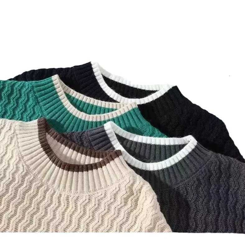 Fashion Mens Autumn Winter Knitted Sweater round Neck Loose Warm Solid Color Base Layer Top Coat Casual Fashion Outerwear Y251110