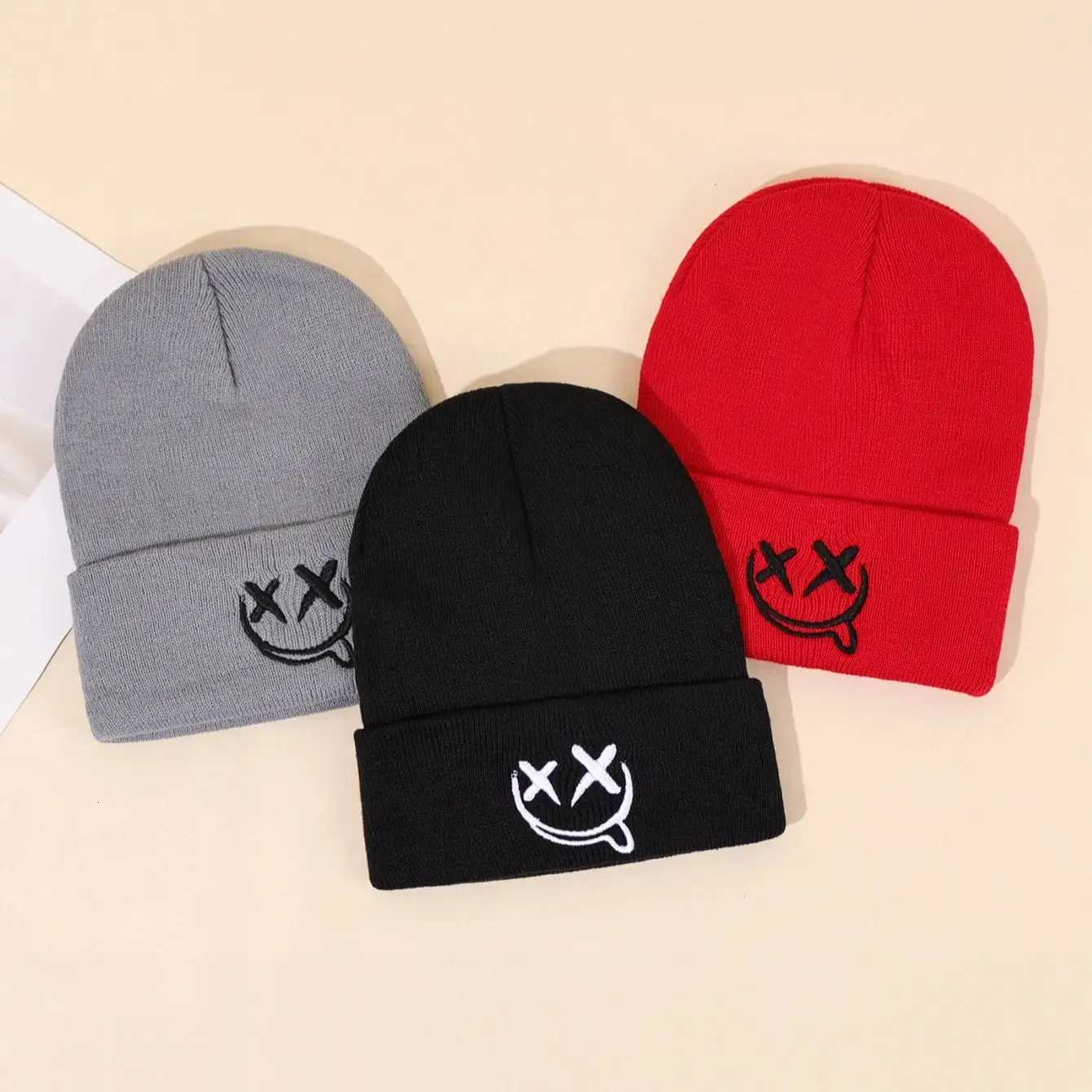 3pcs/2pcs/1pc Autumn/Winter Fashion Warm Knitted Hat Casual Ear Protection Halloween Hat Grimace Embroidered Design BeaniesXJ251110