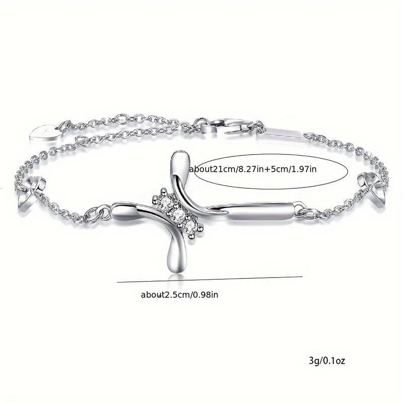 Elegant Sier-Tone Crystal Cross Charm Bracelet - Perfect for Everyday Wear and Special Ocns