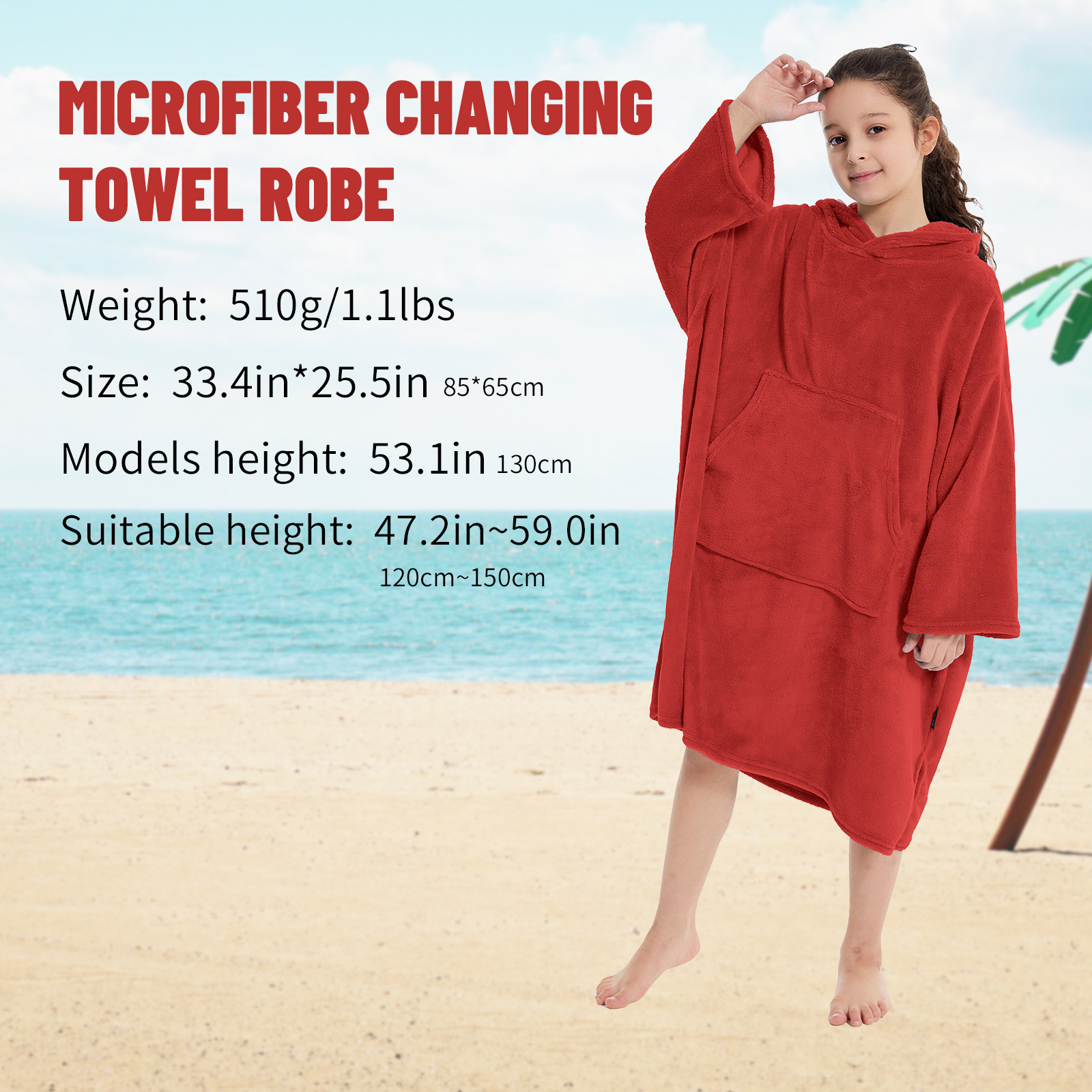 Kids Hooded Swim Towel Poncho Quick-Dry Soft Absorbent, Thick Lightweight Long Sleeve Cover-Up for Beach Pool Surfing Swimming, Kids Swimming Accessor