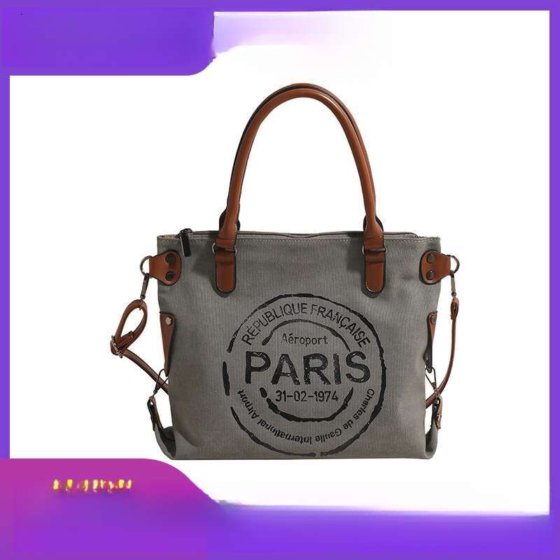 Lazy canvas casual large capacity women's commuting crossbody single shoulder letter tote bag, 2025 versatile temperament, new trendy clothing in